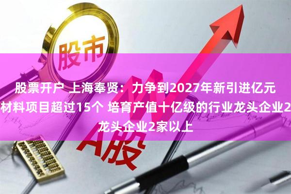 股票开户 上海奉贤：力争到2027年新引进亿元以上新材料项目超过15个 培育产值十亿级的行业龙头企业2家以上